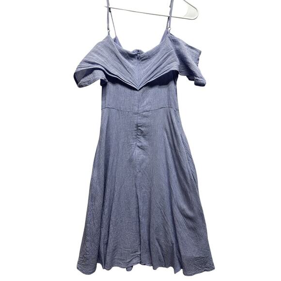 Y2K Blue Gingham Wrap Front Dress Off the Shoulders Size Med Pockets Fairy Lined - Picture 10 of 11